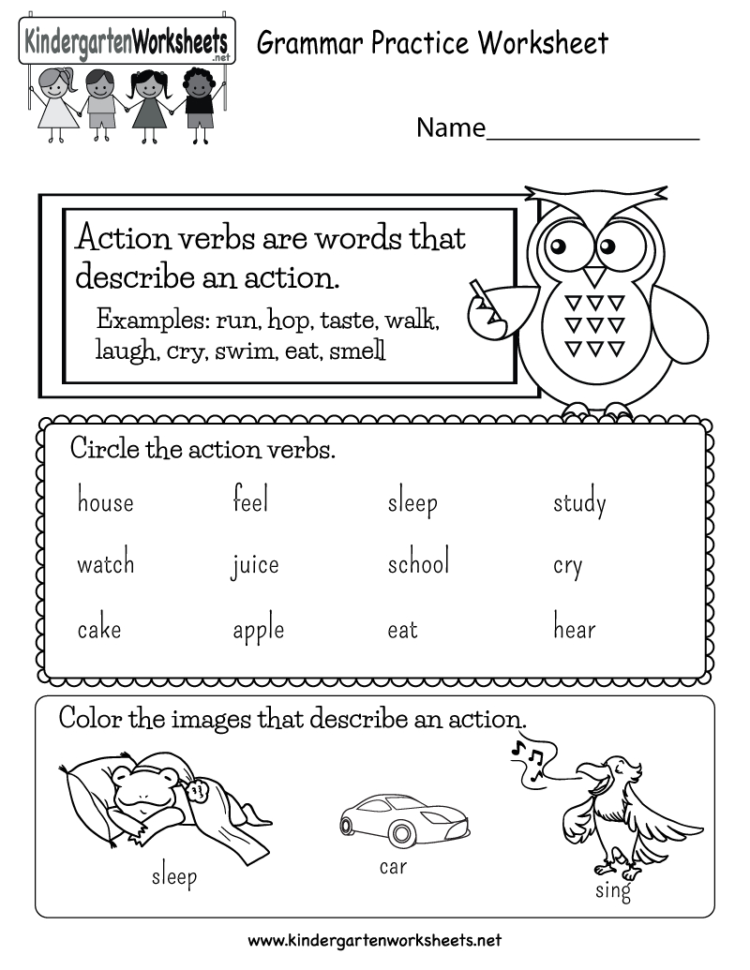 Grammar Practice Worksheet  Free Kindergarten English Worksheet For
