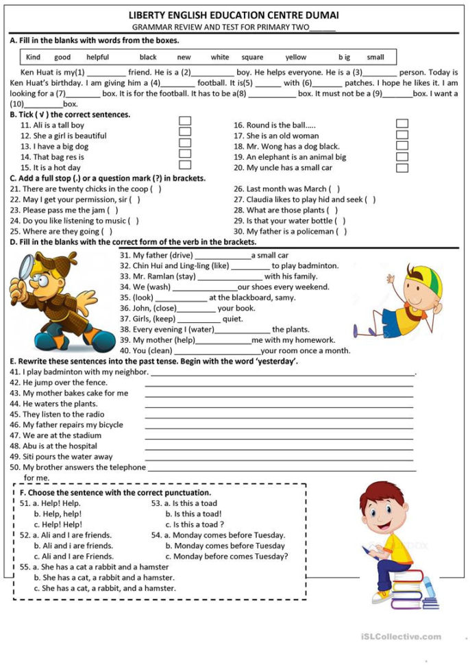 Grammar Review Worksheet  Free Esl Printable Worksheets