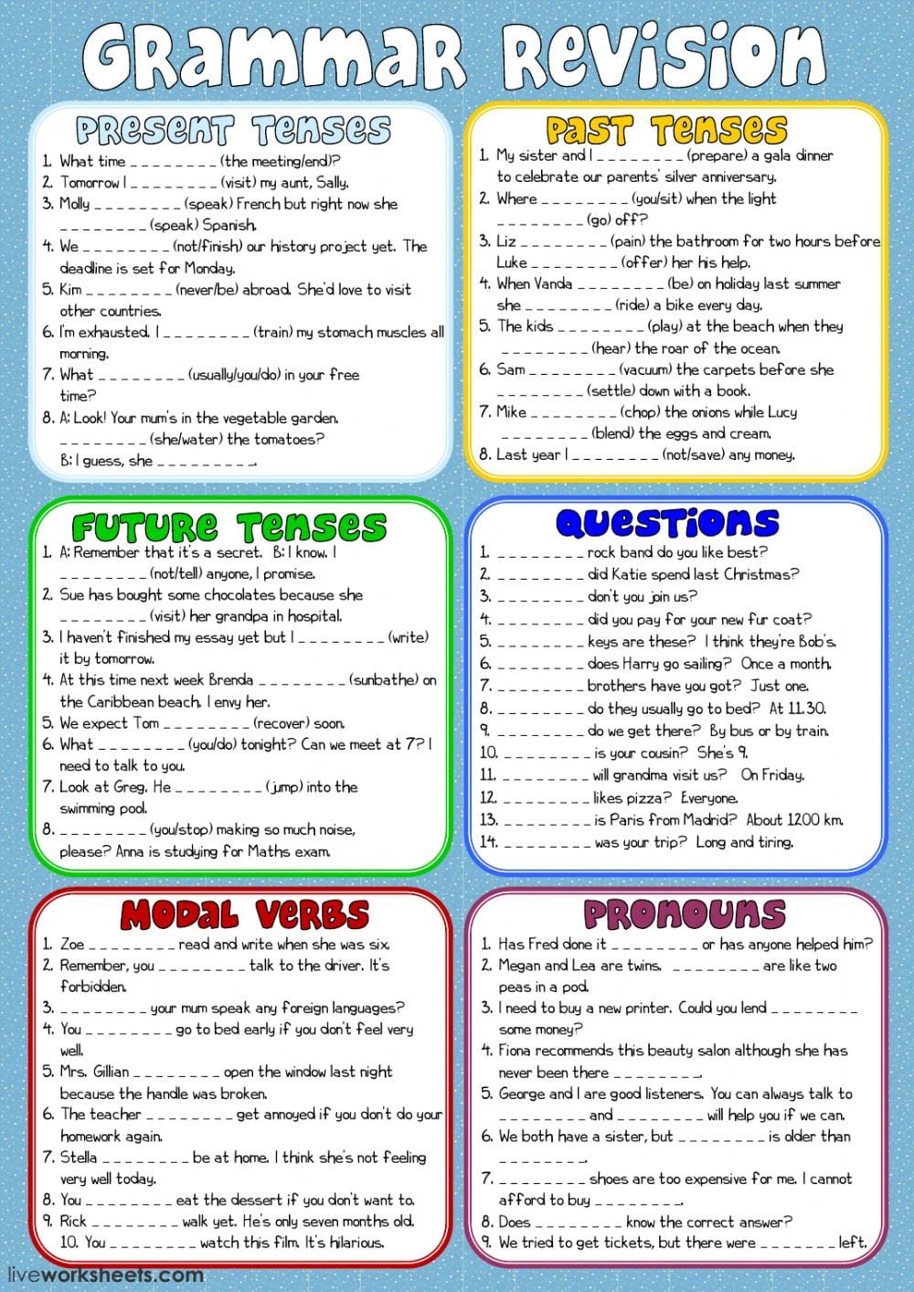 Grammar Revision  Interactive Worksheet