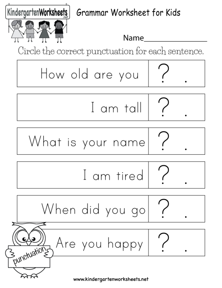 Grammar Worksheet For Kids  Free Kindergarten English Worksheet