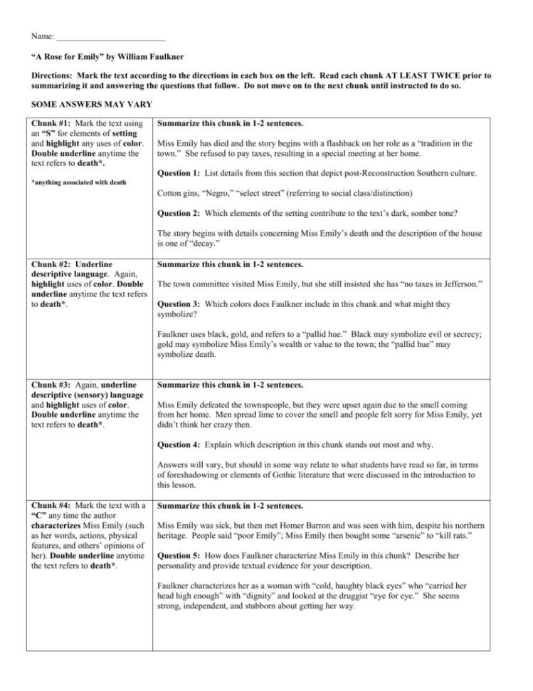 Graphic Organizer Key With Sample Responses