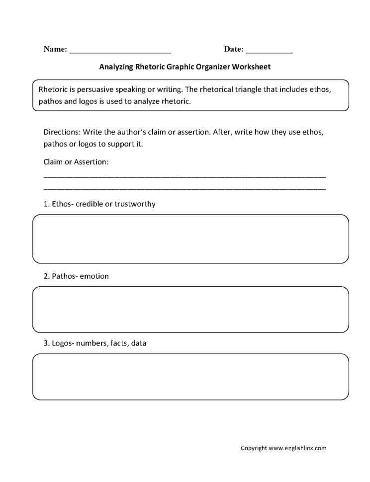 Graphic Organizers Worksheets  Rhetoric Graphic Organizers