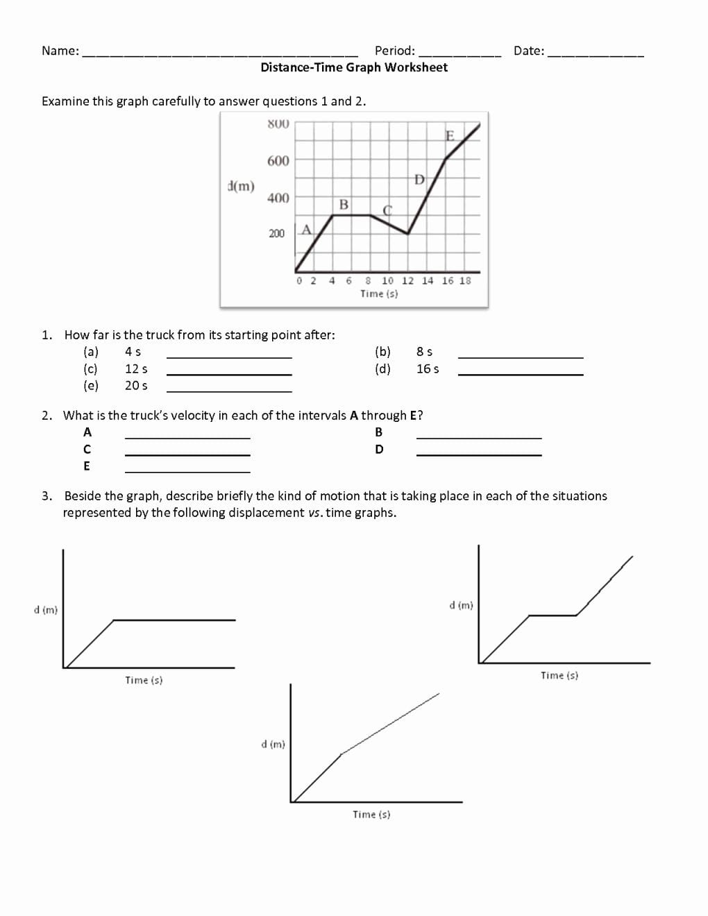 Graphing Acceleration Worksheet —