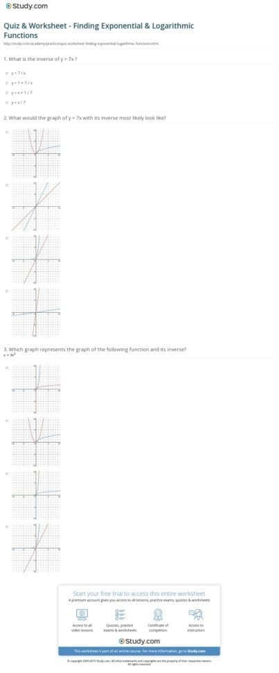 Graphing Exponential Functions Worksheet Algebra 1  Free