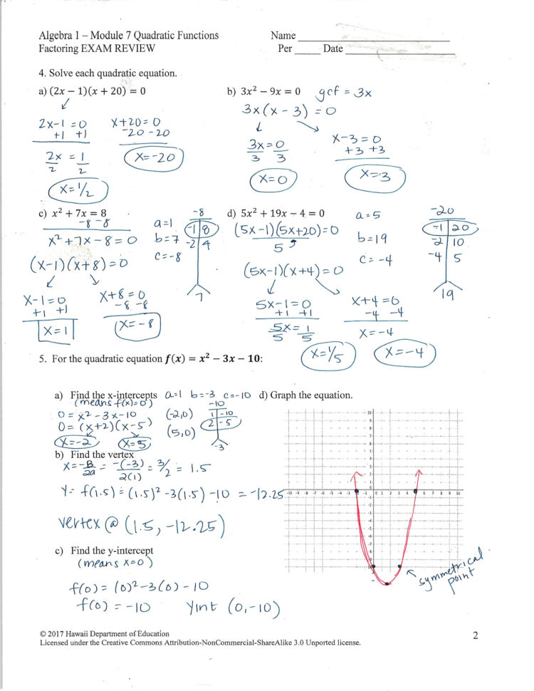 Graphing Quadratics In Standard Form Worksheet Pdf Doc