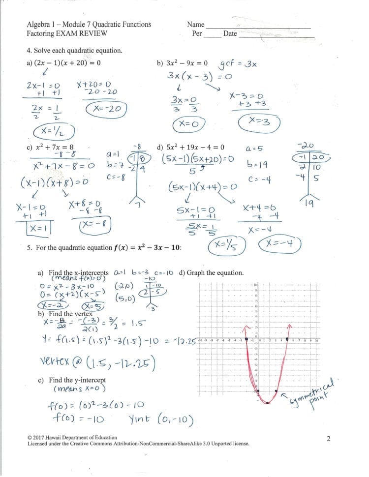 Graphing Quadratics In Standard Form Worksheet Pdf Doc — db-excel.com