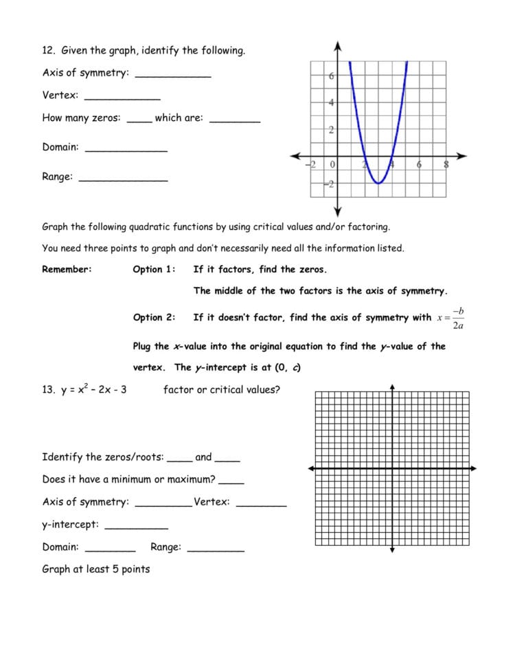 Graphing Quadratics Review Worksheet Name  Wikispaces Pages