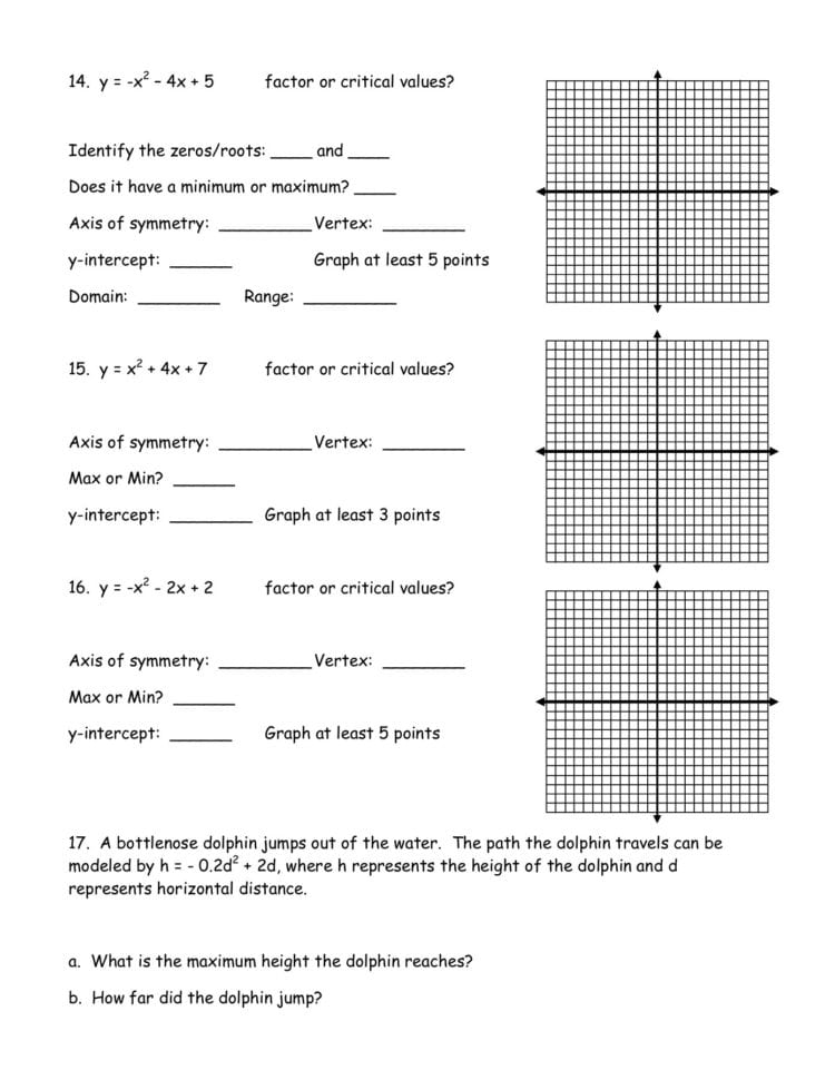 Graphing Quadratics Review Worksheet Name  Wikispaces Pages