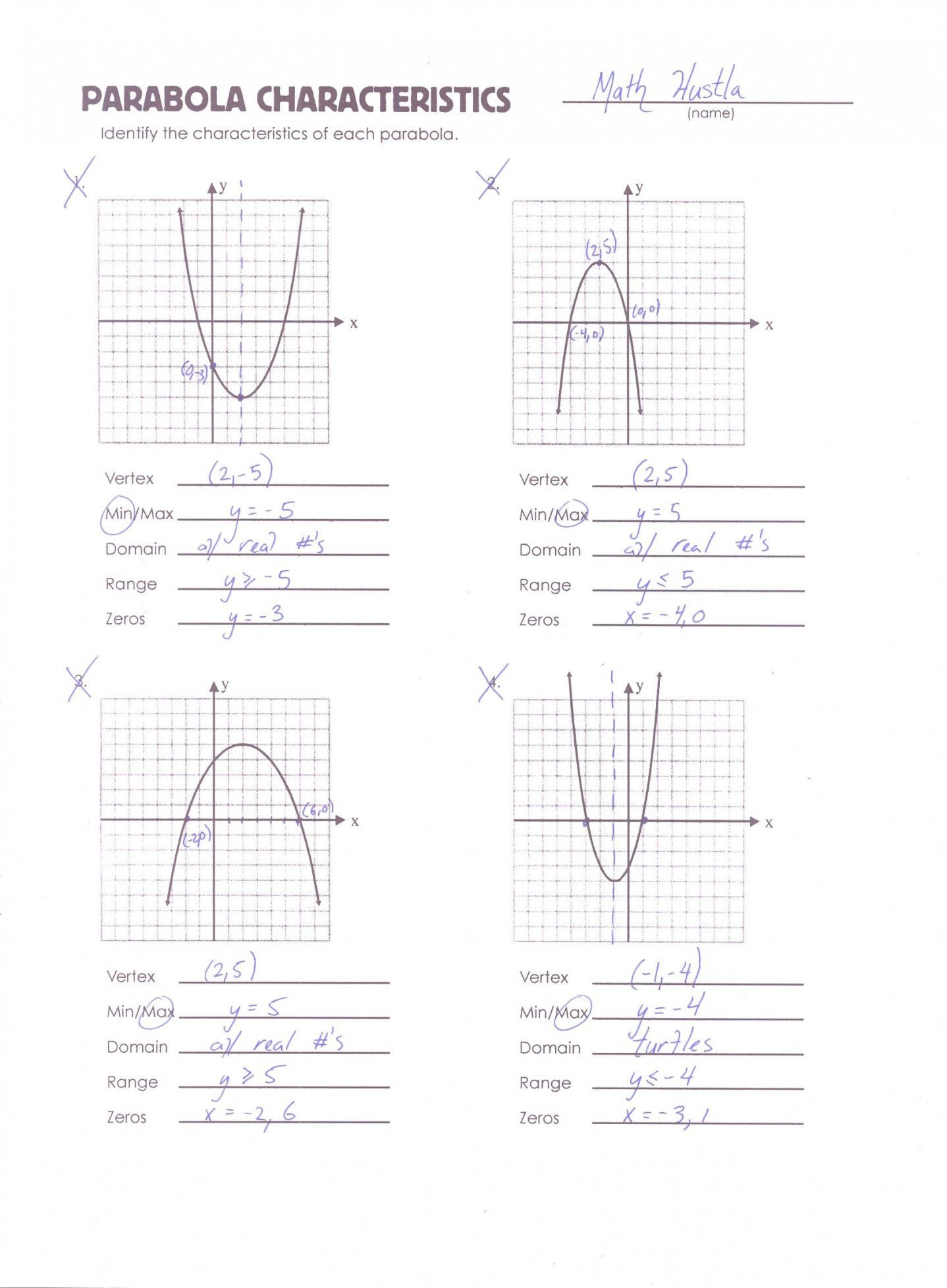 Graphing Quadratics Review Worksheet Db excel