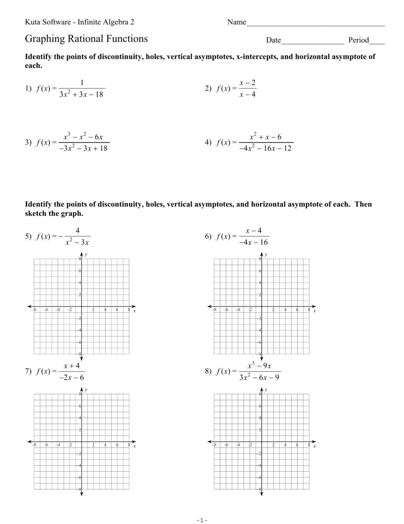 Graphing Rational Functions Worksheet Pdf With Answers