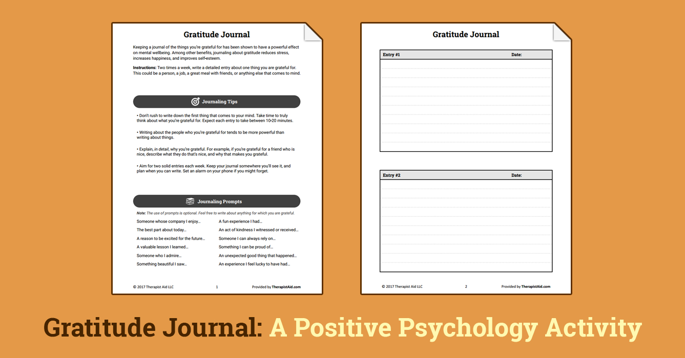 Gratitude Journal Worksheet  Therapist Aid