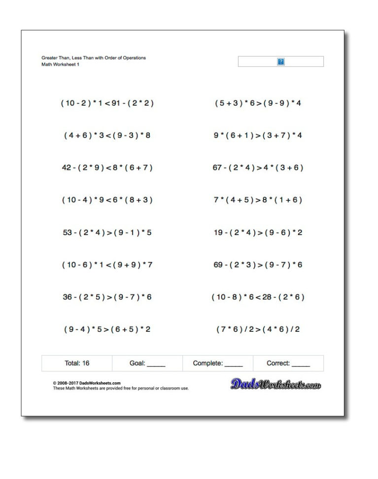 Greater Than And Less With Simple Operations