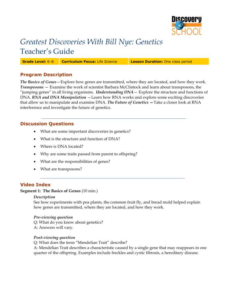 Greatest Discoveries With Bill Nye Genetics