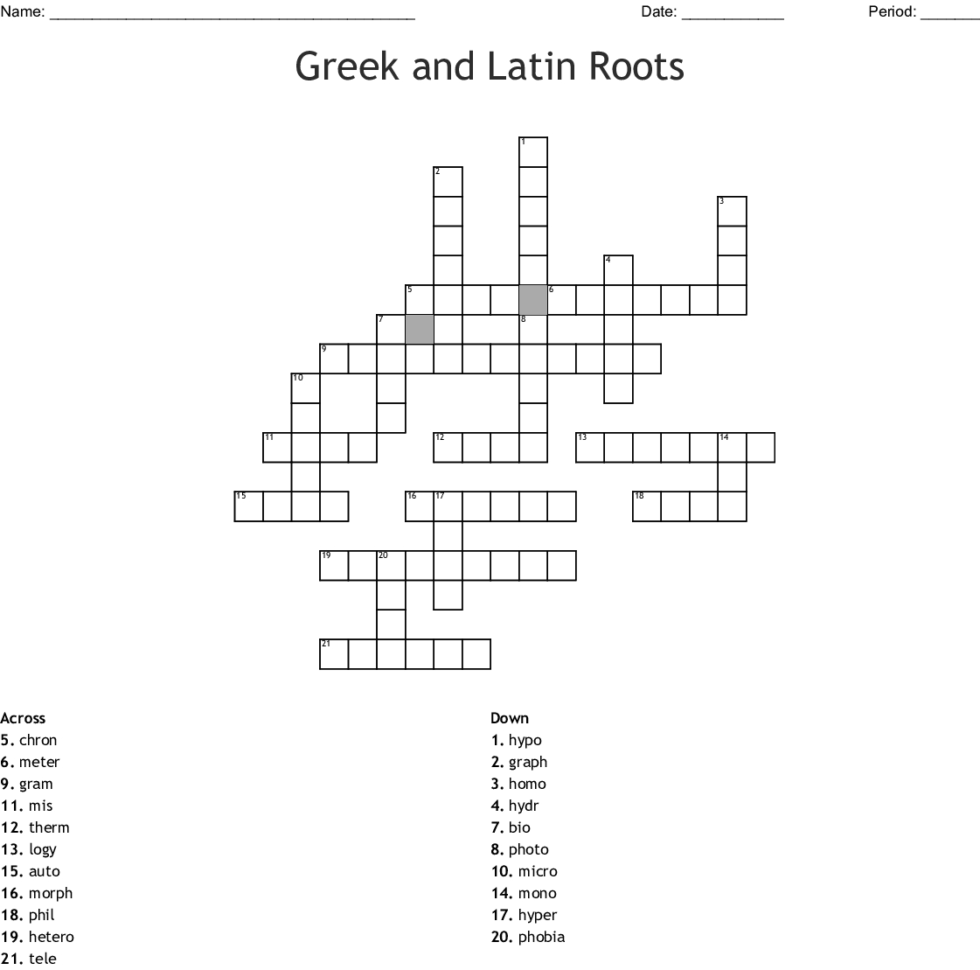 Greek And Latin Roots Crossword  Word