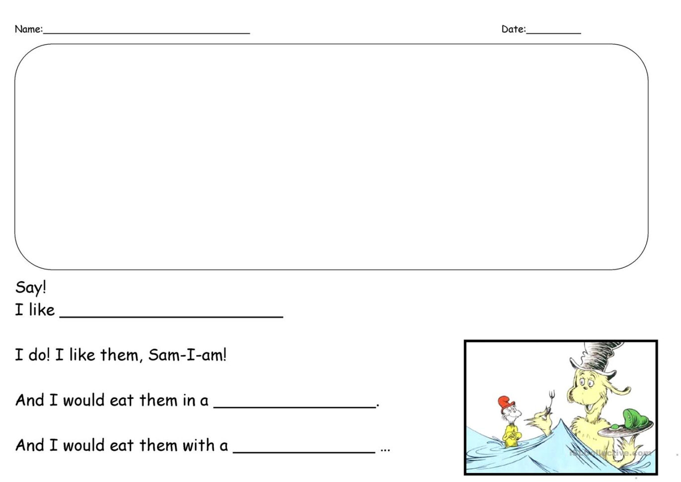 Green Eggs And Ham Writing Prompt  English Esl Worksheets