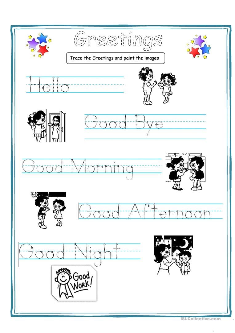 Greetings For Kids  English Esl Worksheets
