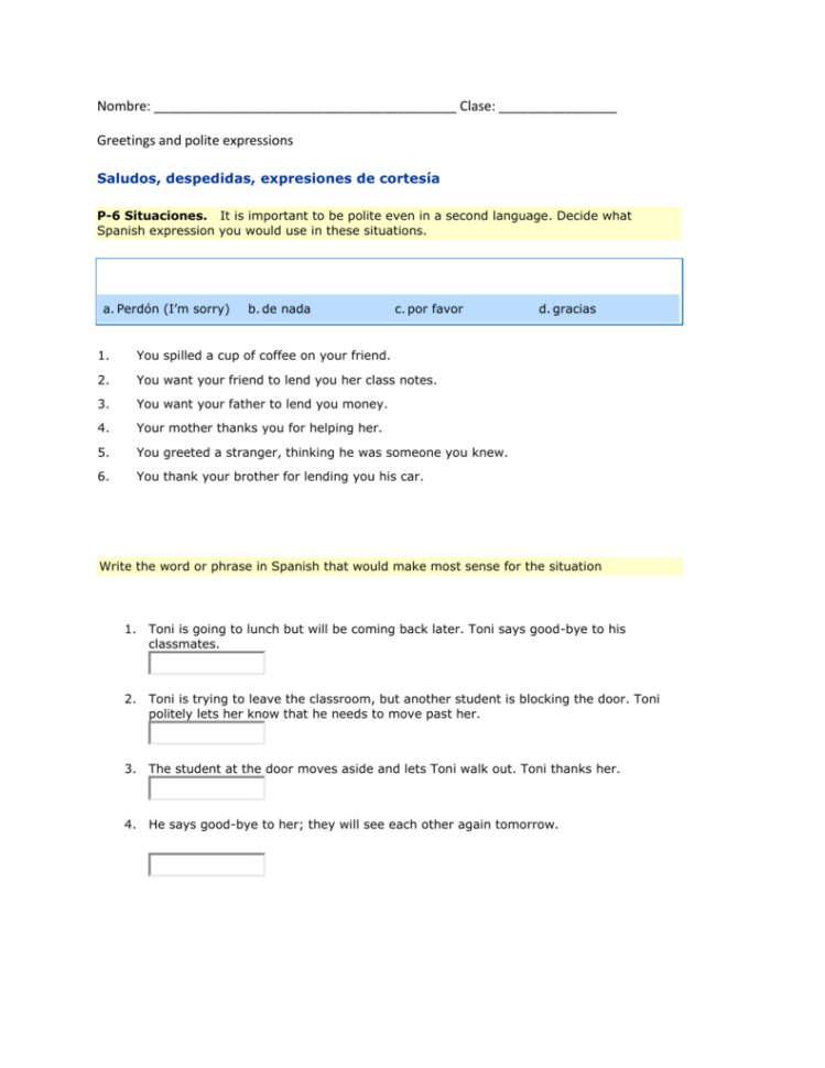 Greetings Worksheet 2 Pages