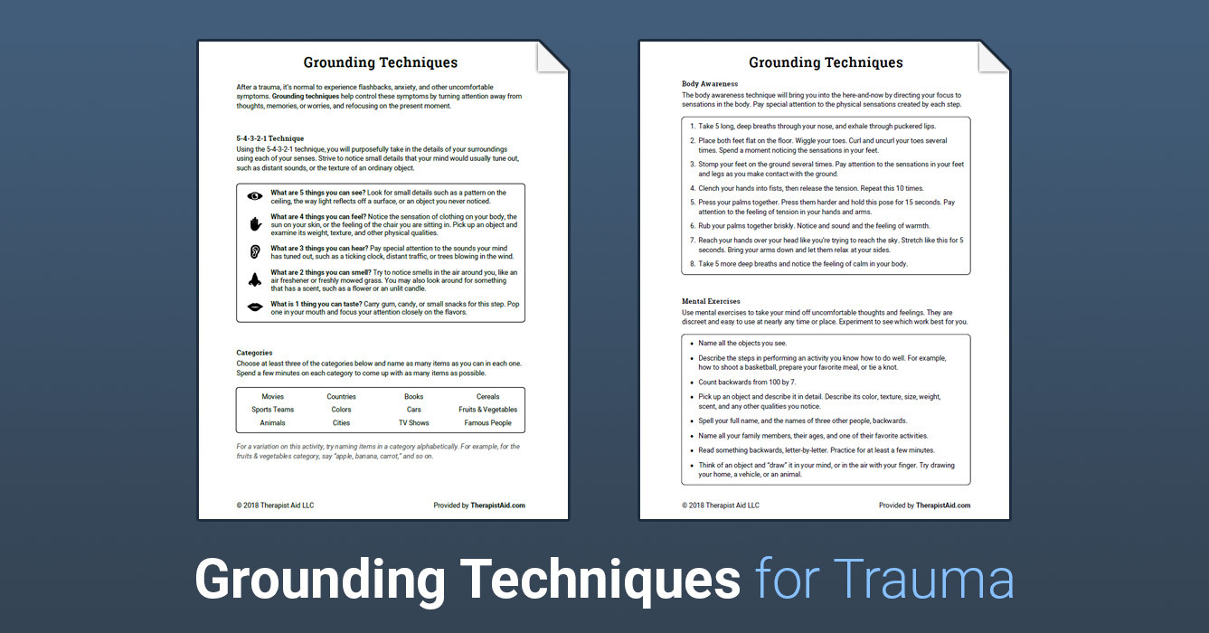 Grounding Techniques Worksheet  Therapist Aid