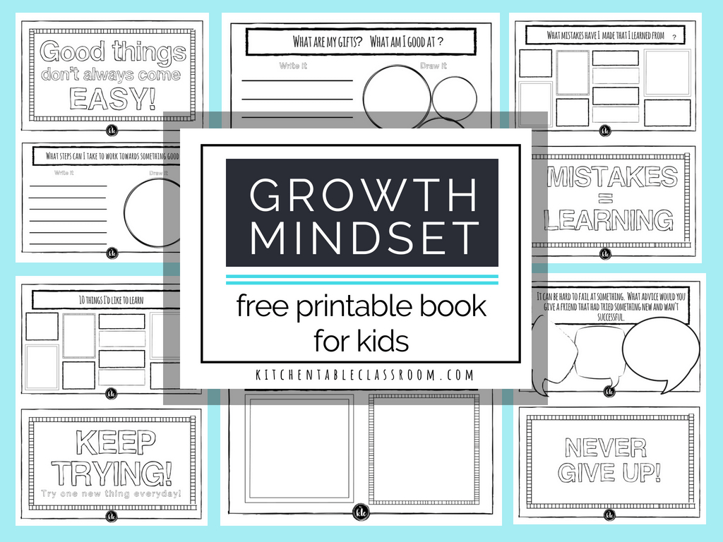 Growth Mindset For Kids Printable Book Growth Mindset