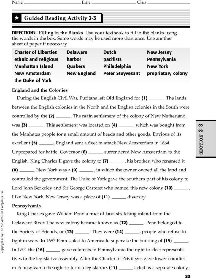 Early Jamestown Colony Worksheet Answer Key