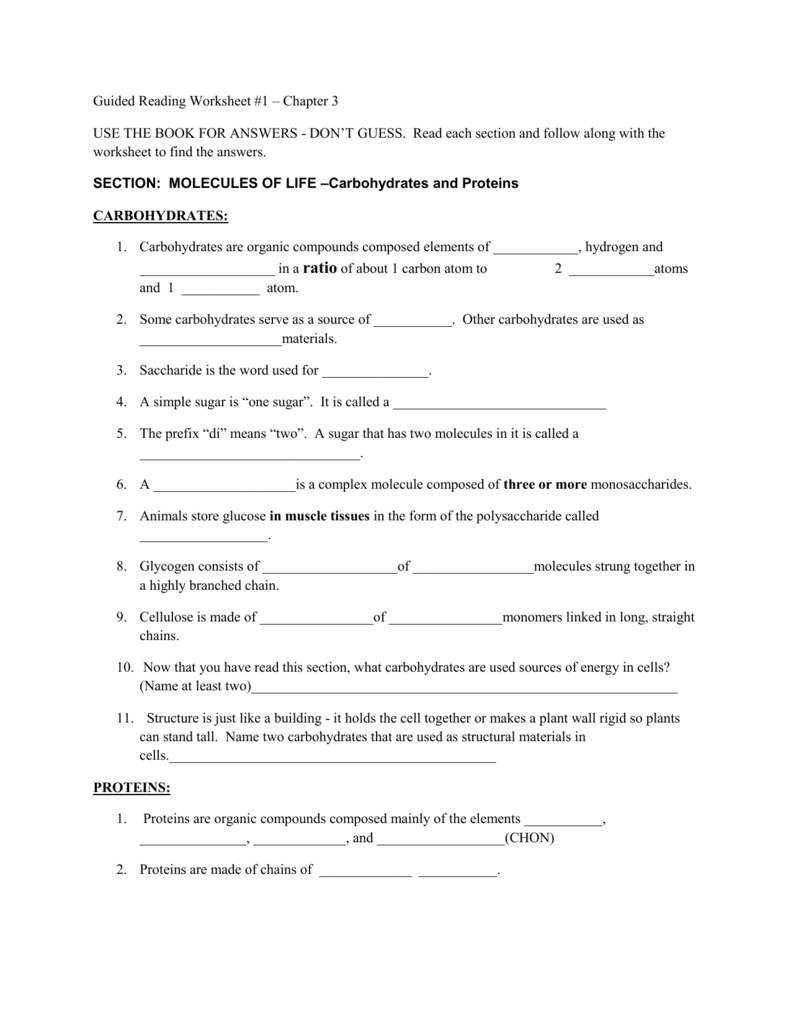 Guided Reading Worksheet 1 – Chapter 3 Use The Book For
