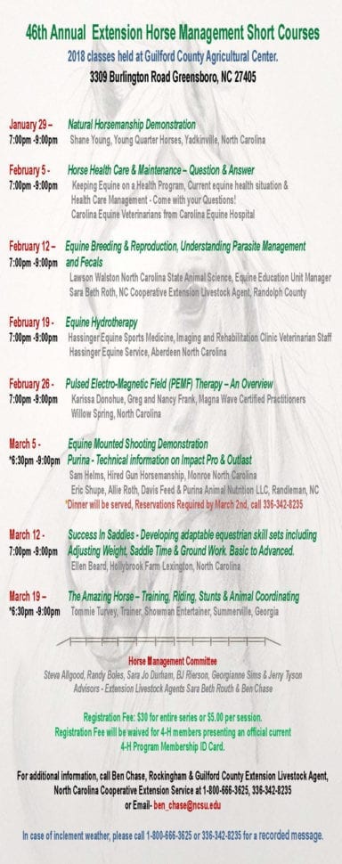 Guilford County Horse Management Short Courses  Nc State