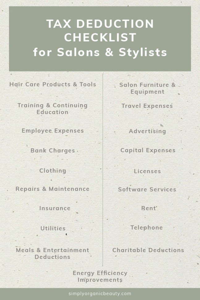 Hair Stylist  Salon Tax Deduction Checklist  Simply
