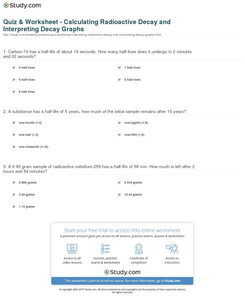 Half Life Worksheet Times Tables Worksheets Types Of