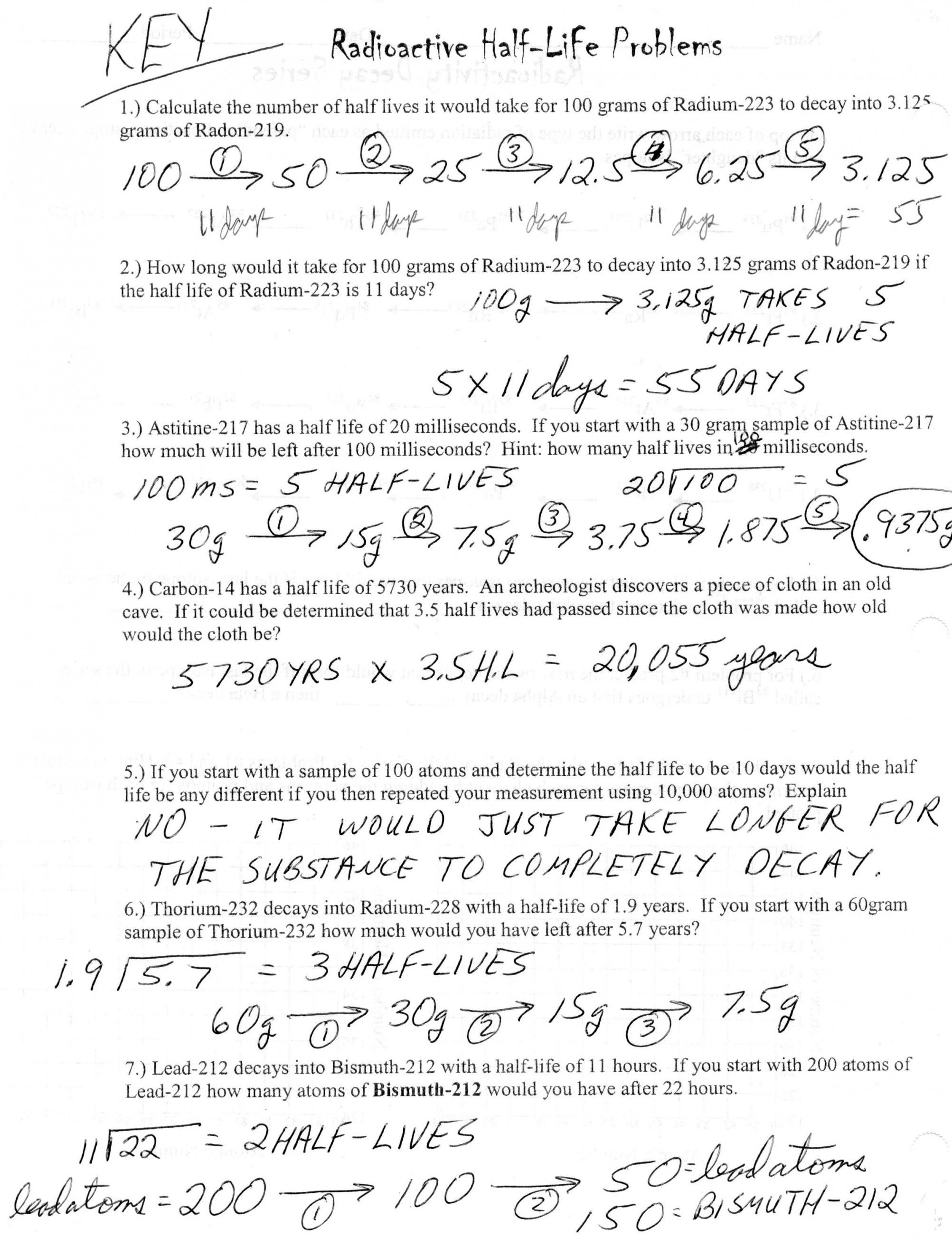 Half Life Practice Worksheet Answers The Trendy Science Teacher