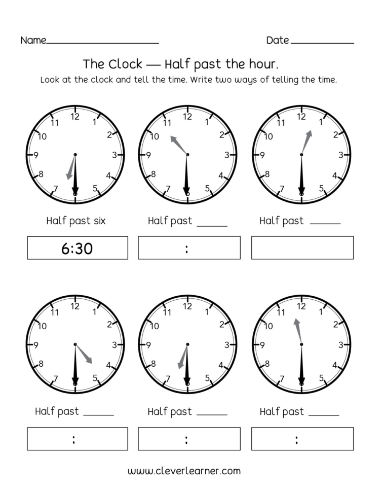 Half Past Time Worksheets  Lacocinamagica