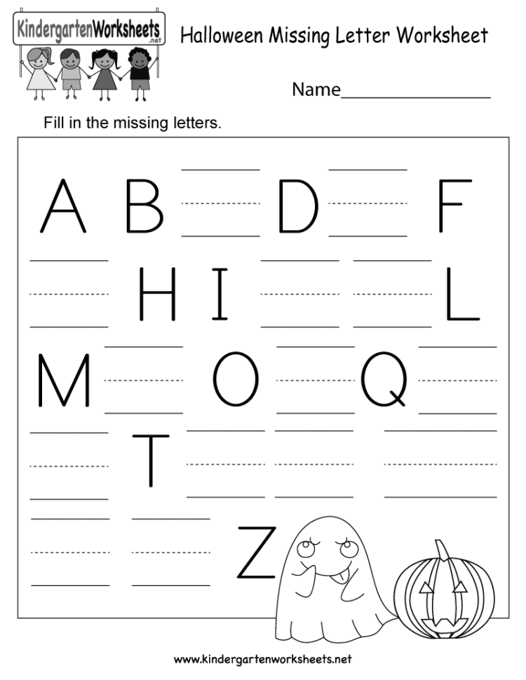 Halloween Missing Letter Worksheet  Free Kindergarten