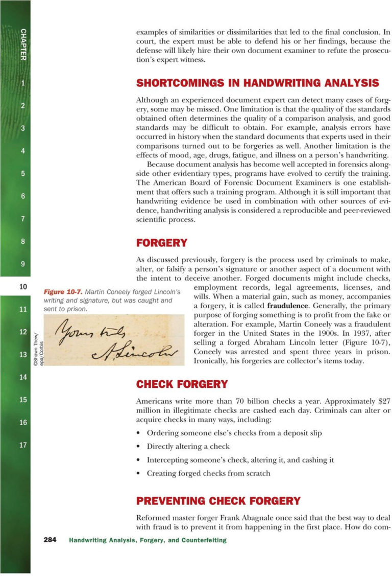 Handwriting Analysis And Counterfeiting Worksheet —