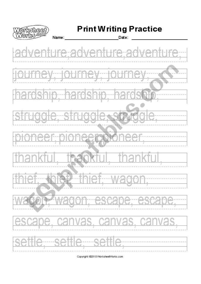 Handwriting Practice  Esl Worksheetanniagb