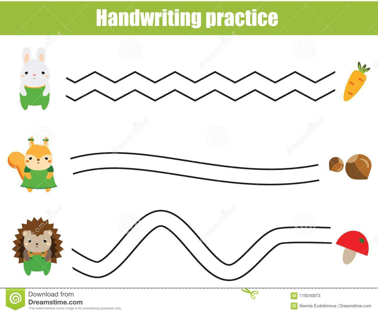 Handwriting Practice Sheet Educational Children Game