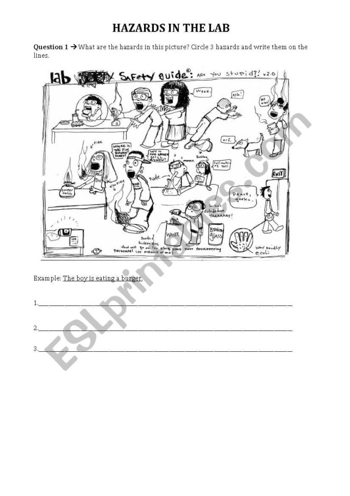 Hazards In The Lab  Science Lab Safety  Esl Worksheet
