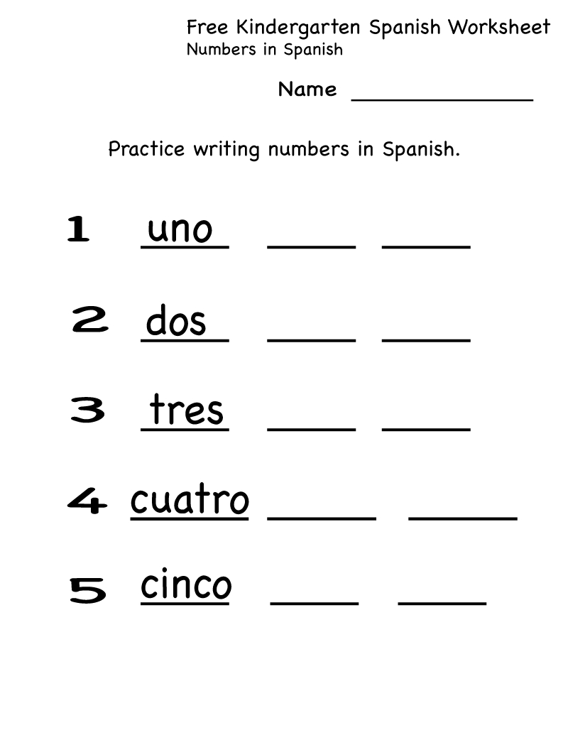 spanish kindergarten worksheets pdf
