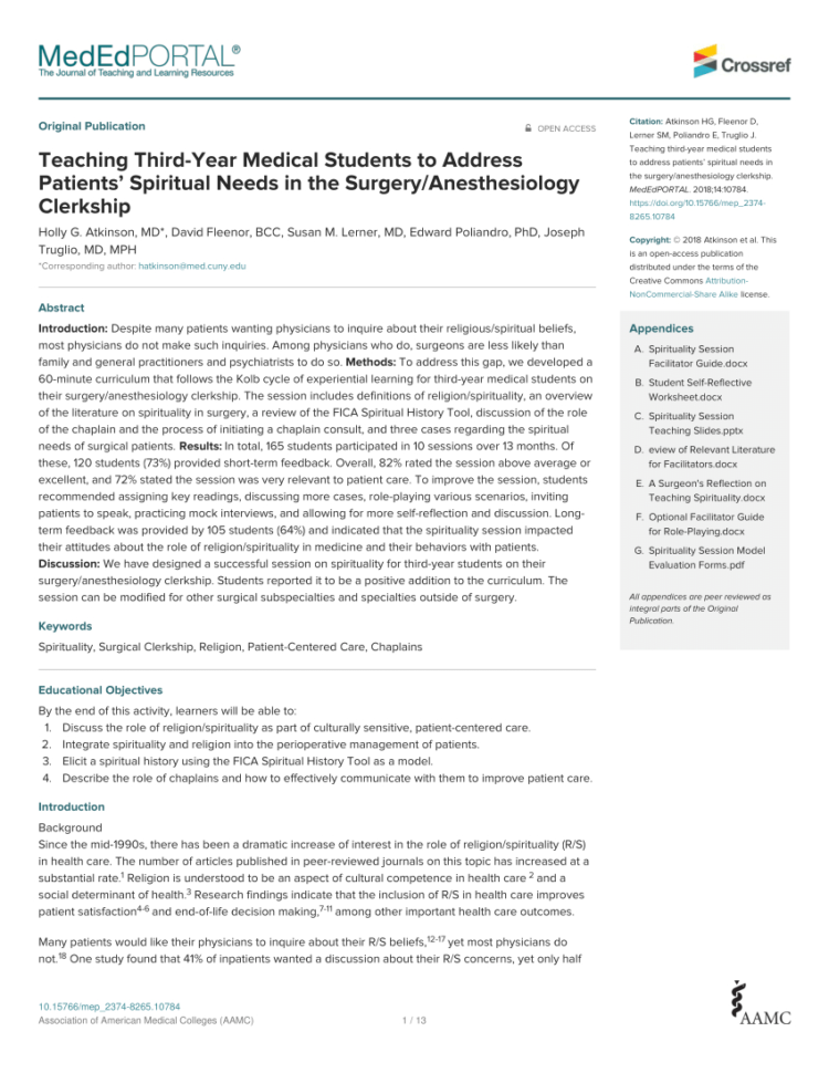 Health Care Professionals' Responses To Religious Or