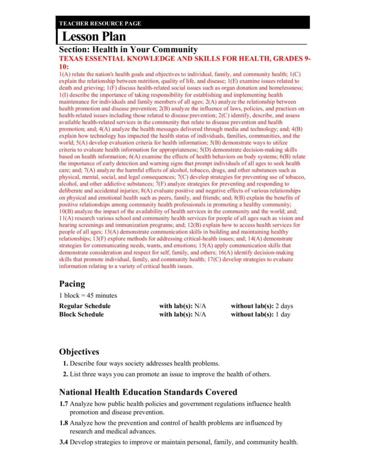 Health Curriculum Mapping Semester Pages 1  13  Text