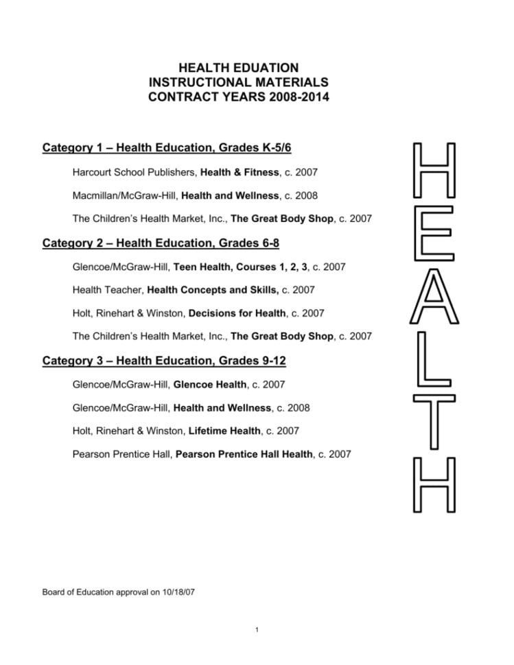 Health Instructional Materials