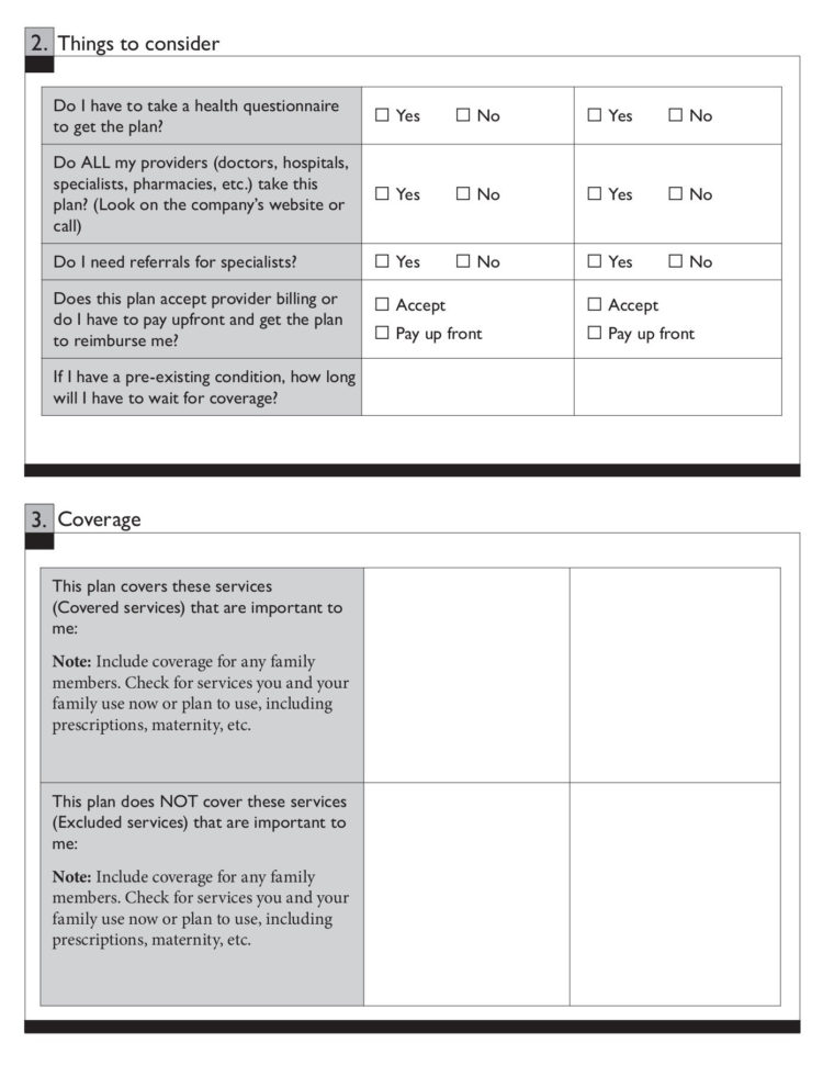 Health Plan Comparison Form  Shington Pages 1  4  Text