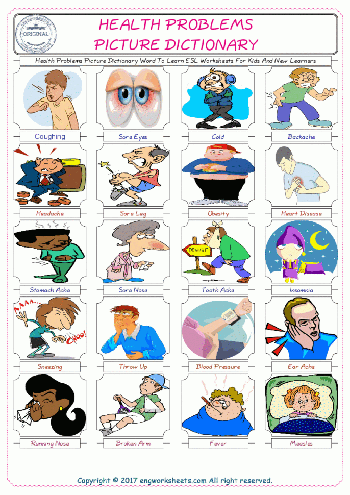 Health Problems  Free Esl Efl Worksheets Madeteachers