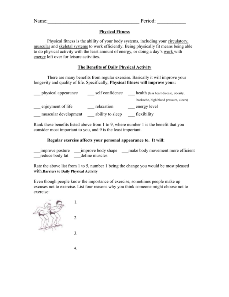 Healthy Active Living Worksheet