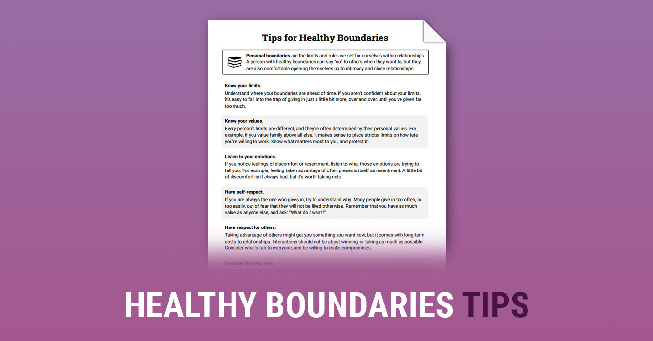 Healthy Boundaries Tips Worksheet  Therapist Aid