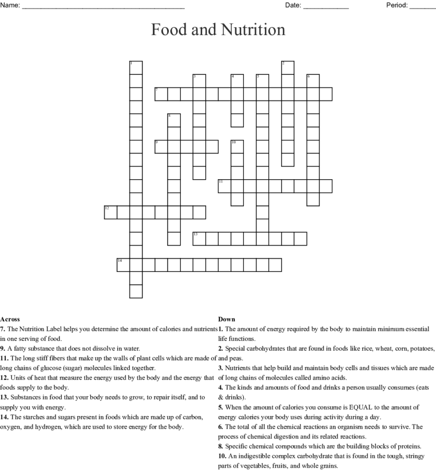 Healthy Eating Crossword  Word