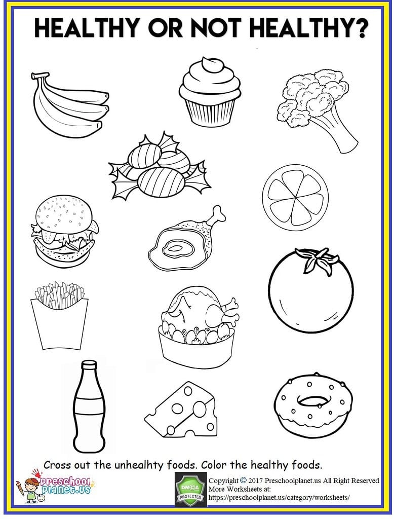Healthy Food Worksheet  Healthy Food Worksheet Cross Out Th