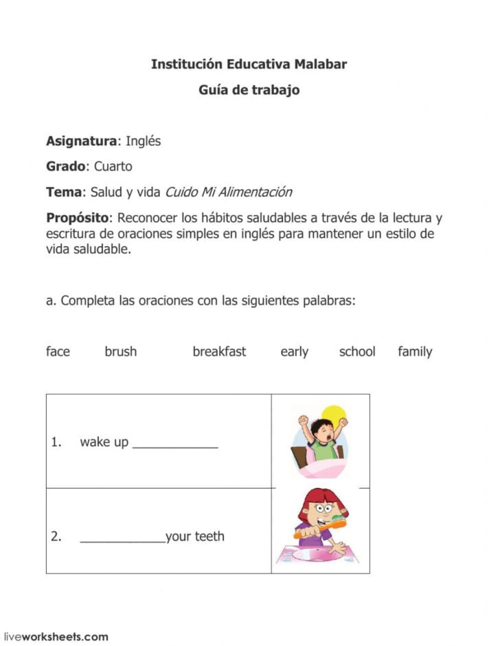 Healthy Habits Worksheets