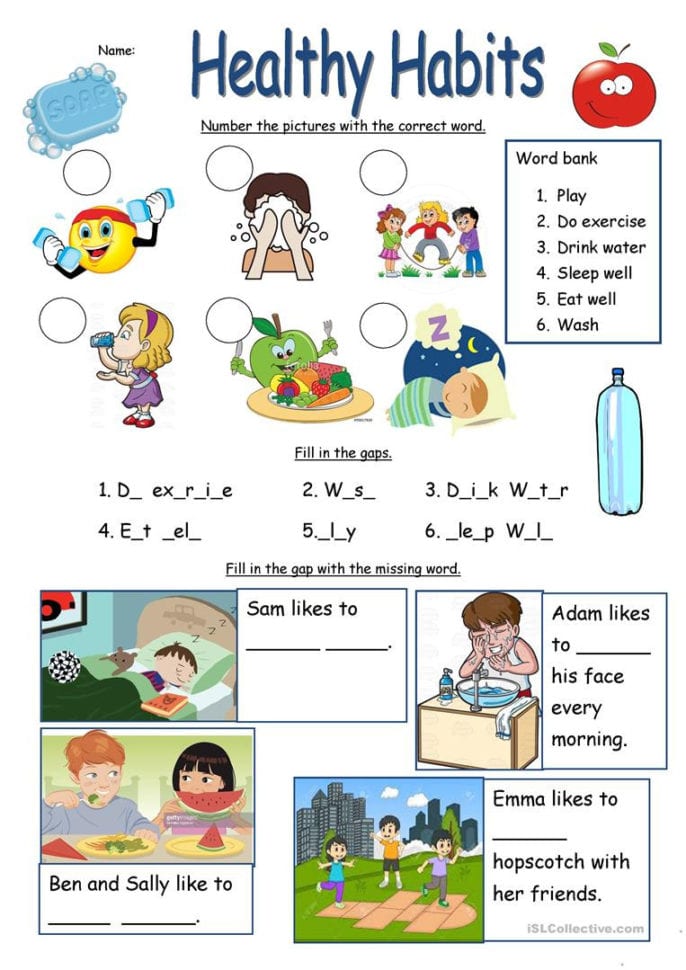 Healthy Habits Worksheet  English Esl Worksheets