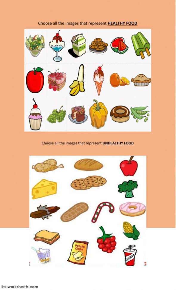 Healthy  Unhealthy Food Interactive Worksheet