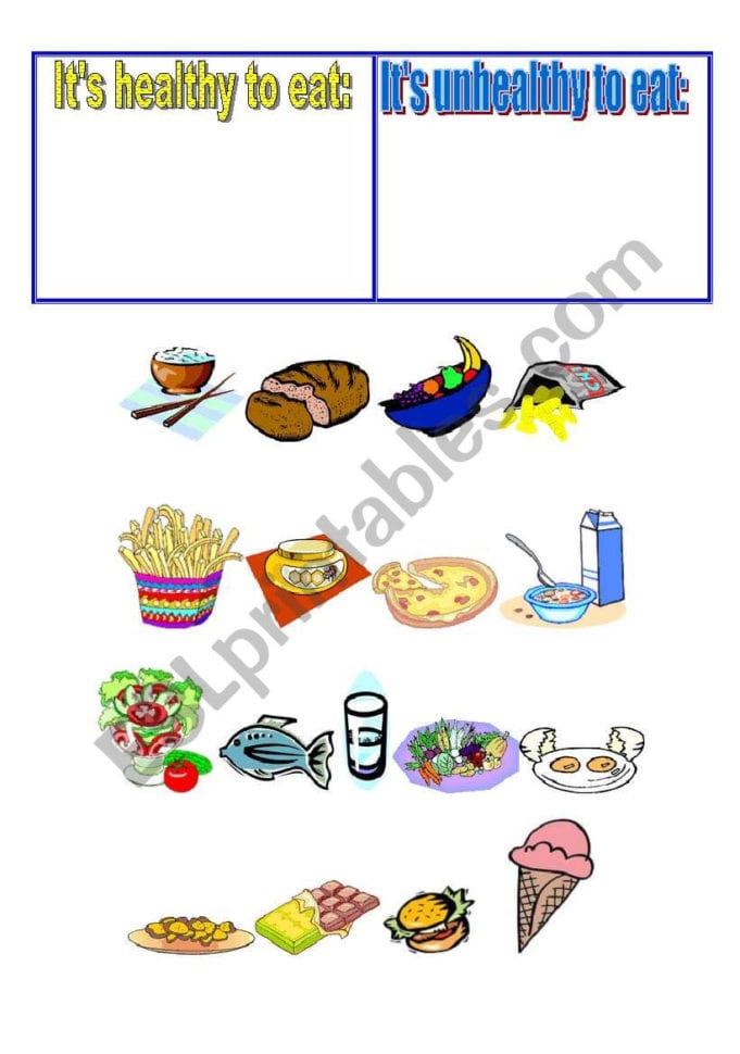 Healthyunhealthy Food  Esl Worksheetolik22
