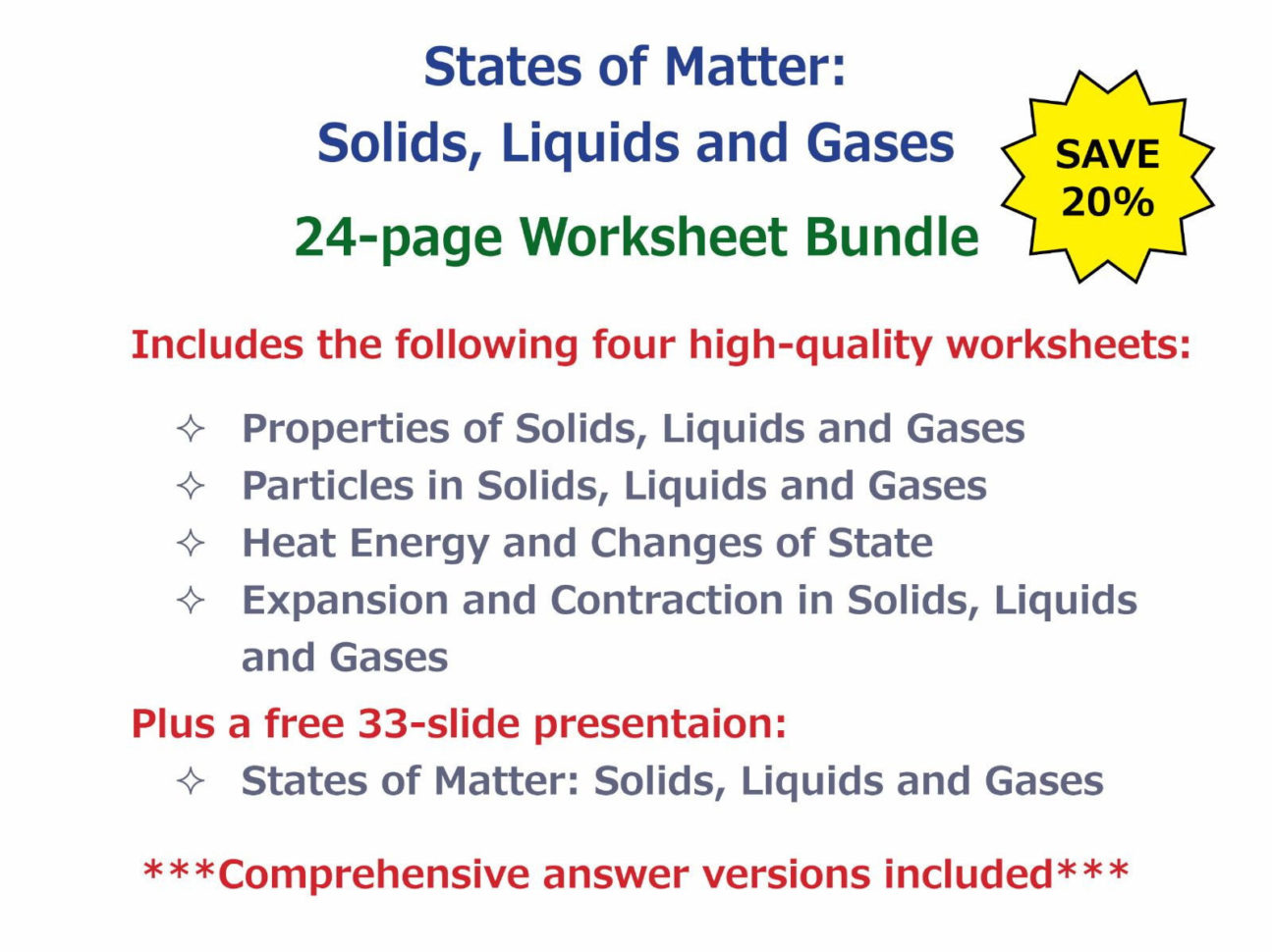 Heat Energy And Changes Of State Worksheet